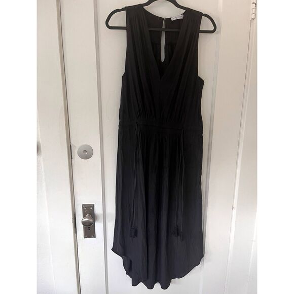 Womens Ramy Brook Black Hayley Drawstring Dress Tassel Beach Swim Size Large - Picture 2 of 7